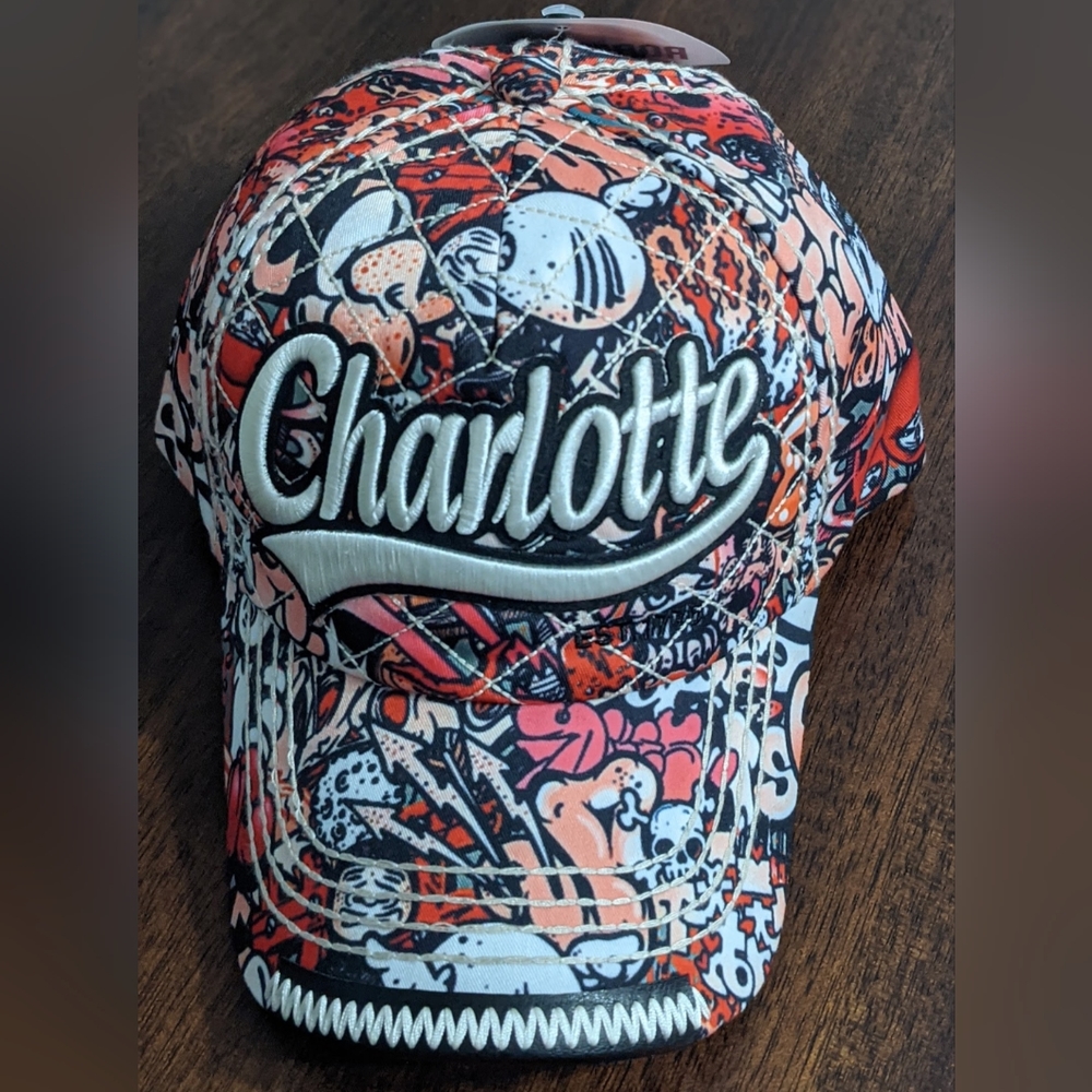 Charlotte Robin Ruth Hat Adjustable Snapback, Graffiti Embroidered Cap, NWT